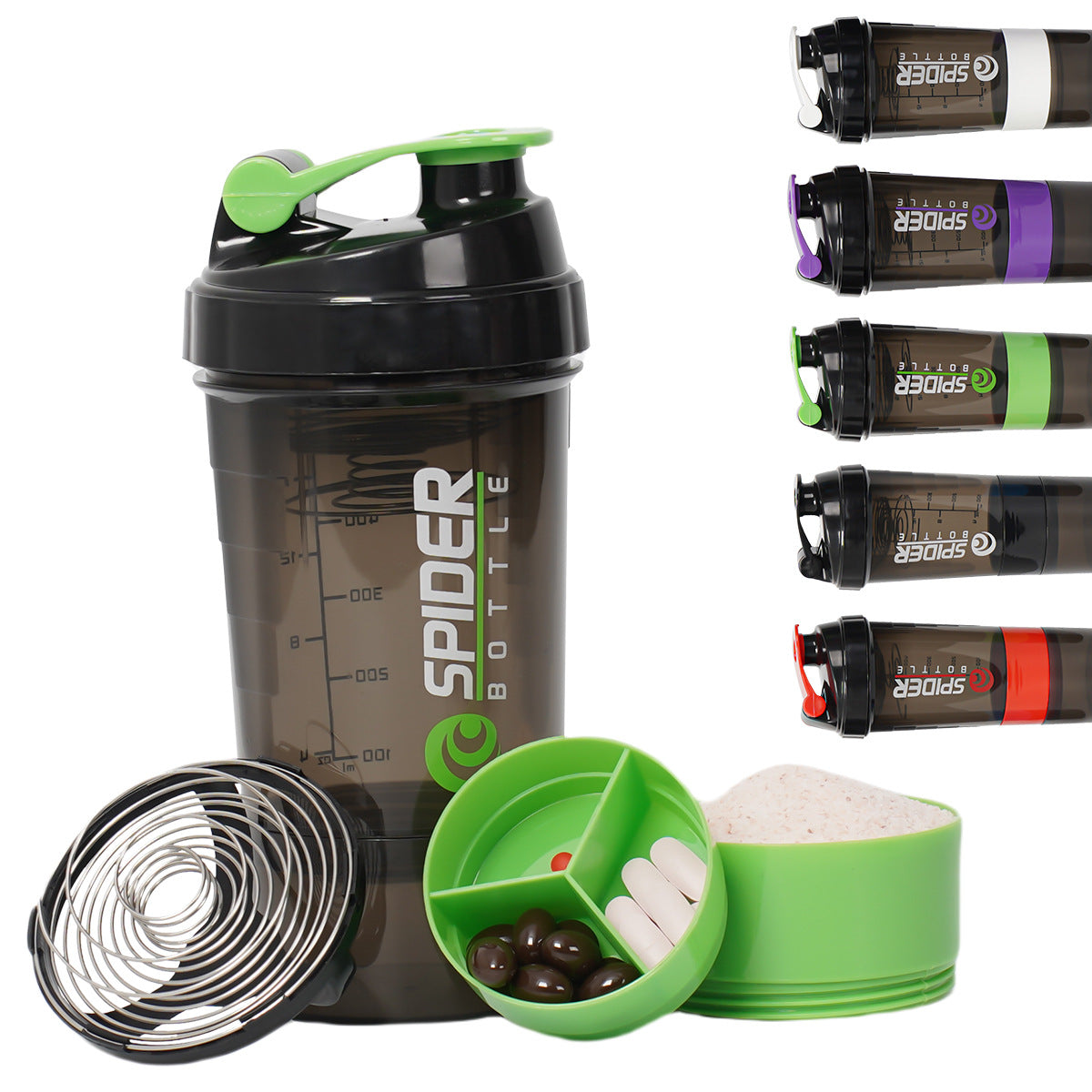 Shaker Bottle with Dividers for Protein and Sports Drinks