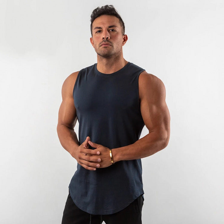 Solid-color sports fitness vest for men