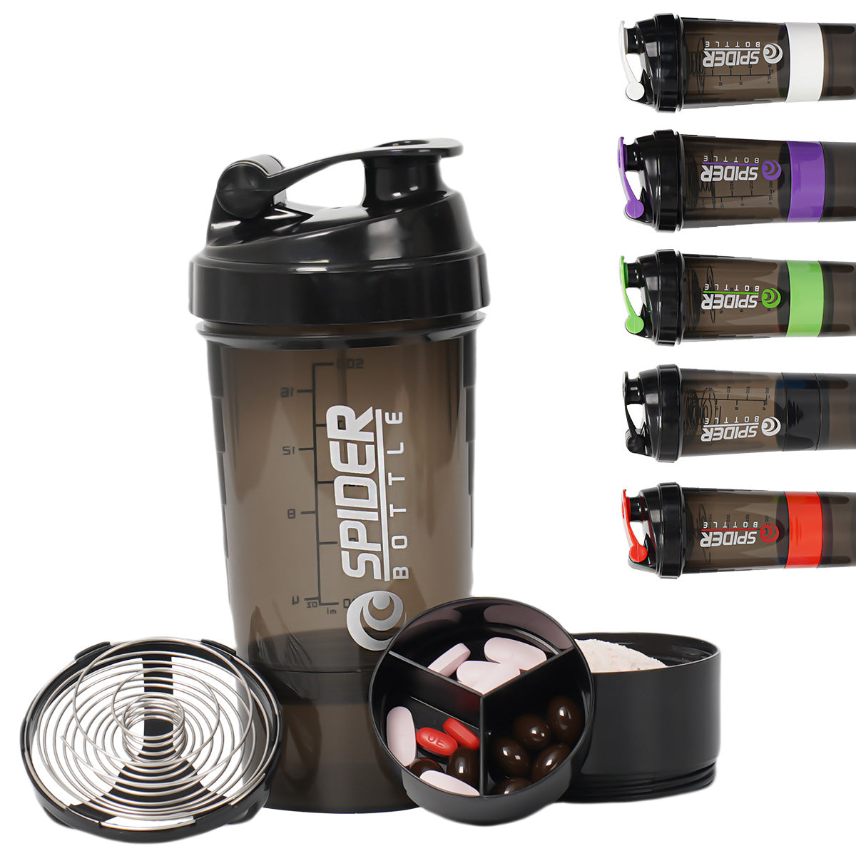 Shaker Bottle with Dividers for Protein and Sports Drinks