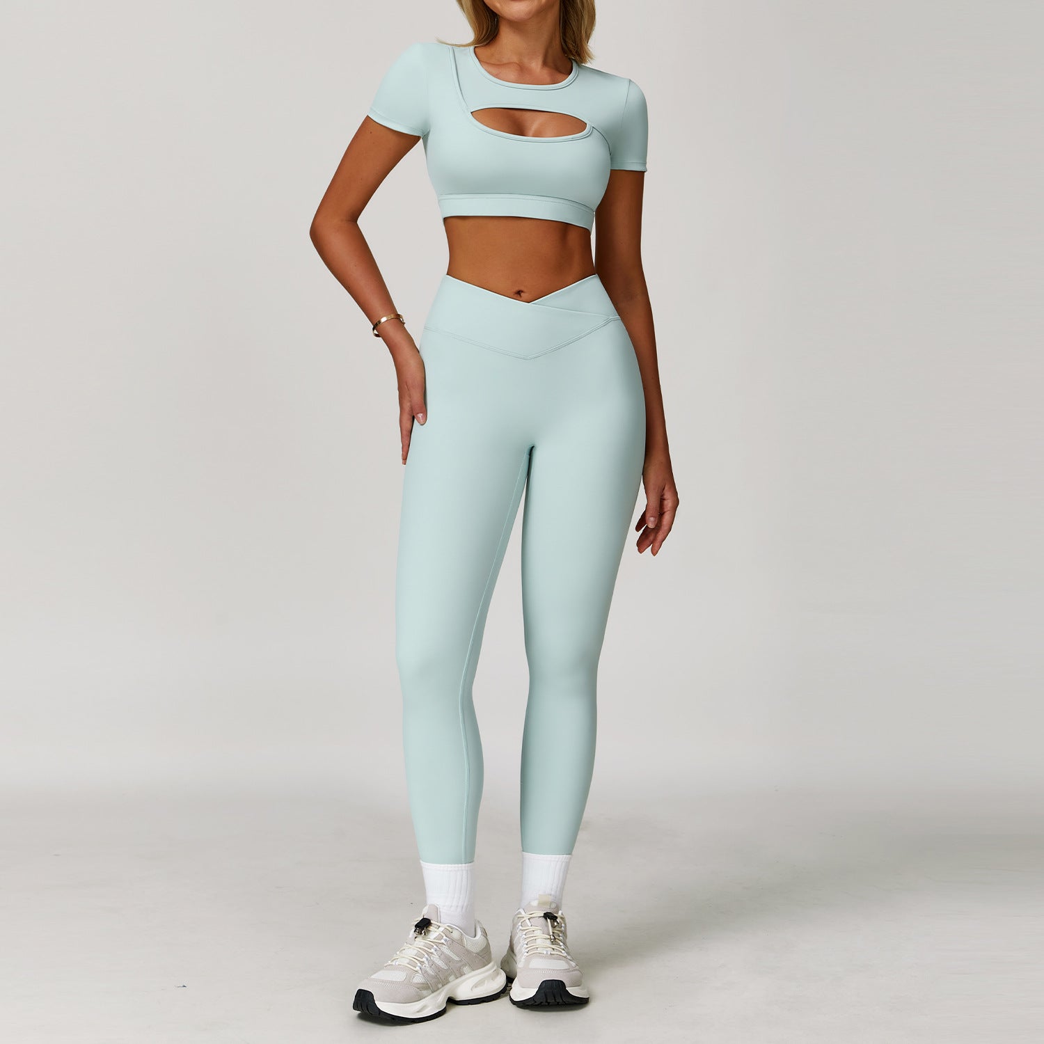 Women's Contrast Color Yoga Suit Set