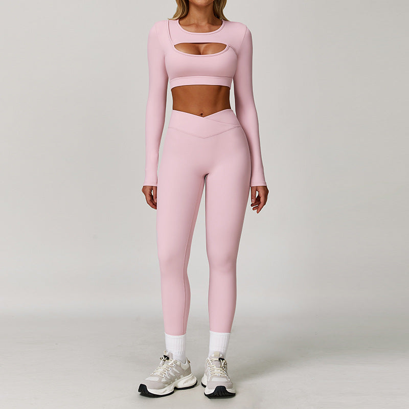Women's Contrast Color Yoga Suit Set