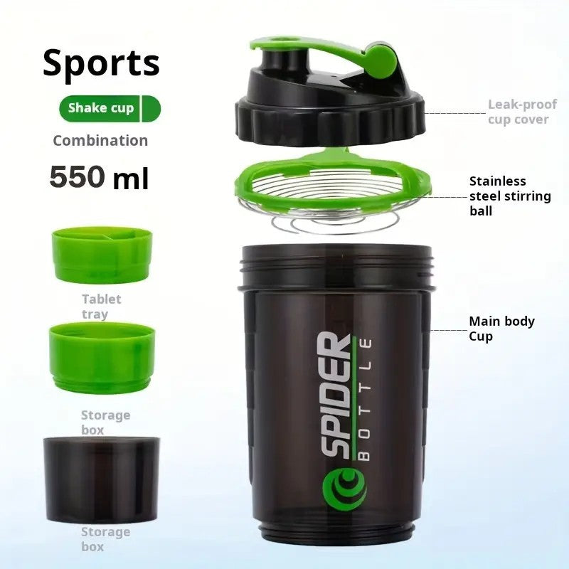 Shaker Bottle with Dividers for Protein and Sports Drinks